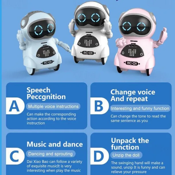 Pocket RC Robot Talking Interactive Dialogue Voice Recognition Record Singing Dancing Telling Story Mini RC Robot Toys Gift