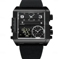 POEDAGAR Luxury Men Quartz Watch Sports Rectangle Waterproof Multifunction Analog Quartz Wristwatch Luminous Calendar Men Watch Digital Men's Watches