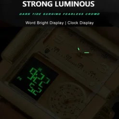 POEDAGAR Luxury Men Quartz Watch Sports Rectangle Waterproof Multifunction Analog Quartz Wristwatch Luminous Calendar Men Watch Digital Men's Watches