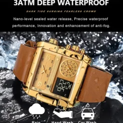 POEDAGAR Luxury Men Quartz Watch Sports Rectangle Waterproof Multifunction Analog Quartz Wristwatch Luminous Calendar Men Watch Digital Men's Watches