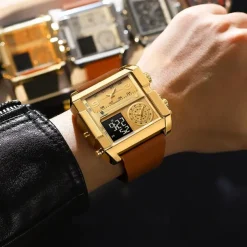 POEDAGAR Luxury Men Quartz Watch Sports Rectangle Waterproof Multifunction Analog Quartz Wristwatch Luminous Calendar Men Watch Digital Men's Watches