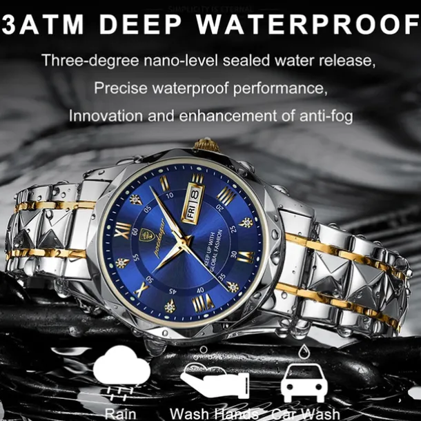 POEDAGAR Luxury Men Quartz Watches Business Top Brand Man Wristwatch Waterproof Luminous Date Week Quartz Men's Watch