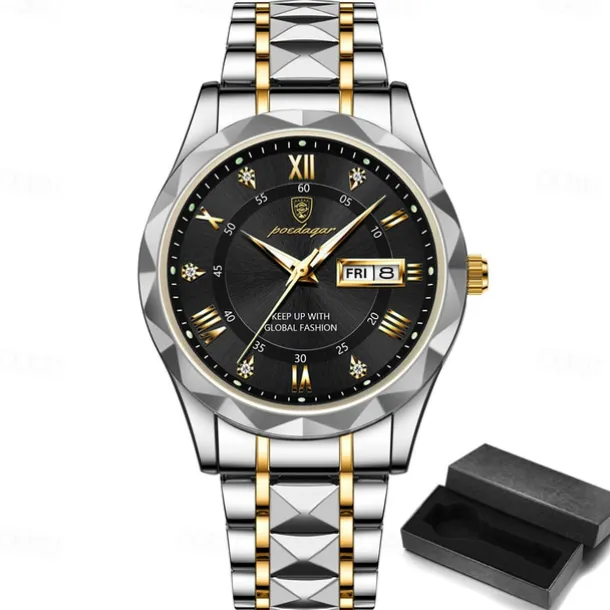 POEDAGAR Luxury Men Quartz Watches Business Top Brand Man Wristwatch Waterproof Luminous Date Week Quartz Men's Watch