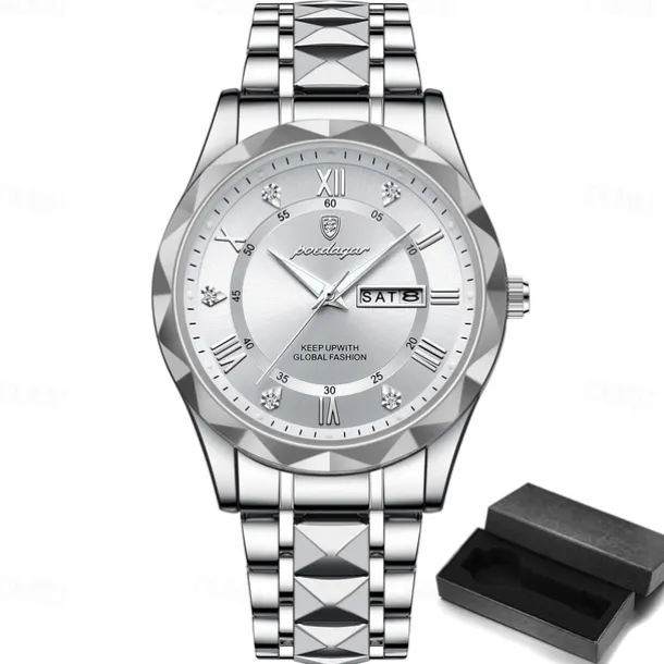 POEDAGAR Luxury Men Quartz Watches Business Top Brand Man Wristwatch Waterproof Luminous Date Week Quartz Men's Watch