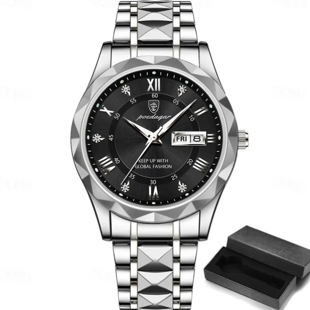 POEDAGAR Luxury Men Quartz Watches Business Top Brand Man Wristwatch Waterproof Luminous Date Week Quartz Men's Watch