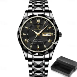 POEDAGAR Luxury Men Quartz Watches Business Top Brand Man Wristwatch Waterproof Luminous Date Week Quartz Men's Watch