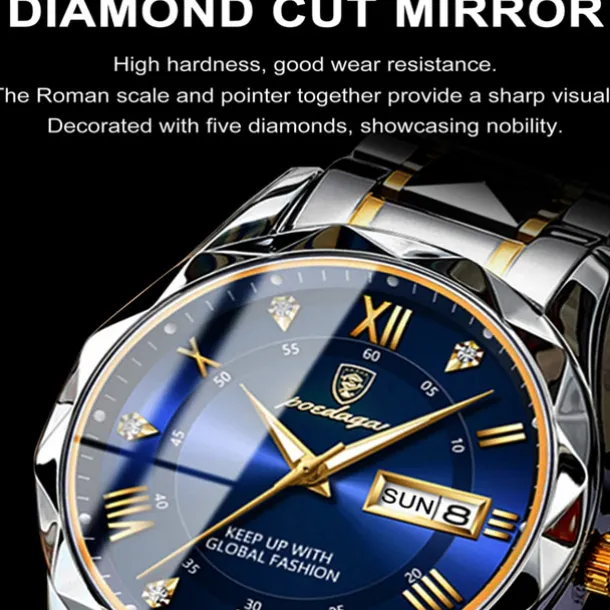 POEDAGAR Luxury Men Quartz Watches Business Top Brand Man Wristwatch Waterproof Luminous Date Week Quartz Men's Watch
