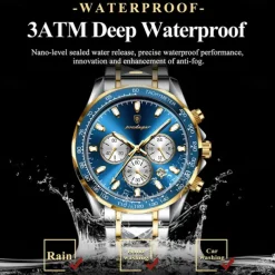 POEDAGAR Luxury Sports Watch Men Quartz Waterproof Luminous Date Chronograph Men's Watches Stainless Steel Man Watch Male Clock