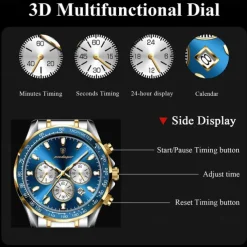 POEDAGAR Luxury Sports Watch Men Quartz Waterproof Luminous Date Chronograph Men's Watches Stainless Steel Man Watch Male Clock