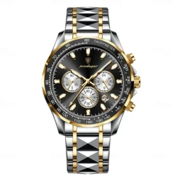 POEDAGAR Luxury Sports Watch Men Quartz Waterproof Luminous Date Chronograph Men's Watches Stainless Steel Man Watch Male Clock