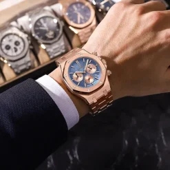 POEDAGAR Men Quartz Watch Outdoor Sports Fashion Casual Luminous Calendar Chronograph Waterproof Steel Watch