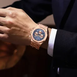 POEDAGAR Men Quartz Watch Outdoor Sports Fashion Casual Luminous Calendar Chronograph Waterproof Steel Watch