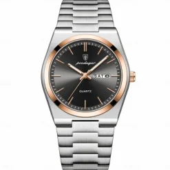 POEDAGAR Men Quartz Watch Minimalist Outdoor Fashion Casual Luminous Calendar Date Week Waterproof Steel Watch