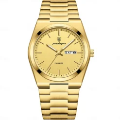 POEDAGAR Men Quartz Watch Minimalist Outdoor Fashion Casual Luminous Calendar Date Week Waterproof Steel Watch