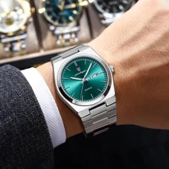 POEDAGAR Men Quartz Watch Minimalist Outdoor Fashion Casual Luminous Calendar Date Week Waterproof Steel Watch