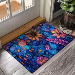 Pointillism Flowers Doormat Floor Mats Washable Rugs Kitchen Mat Non-Slip Oil Proof Rug Indoor Outdoor Mat Bedroom Decor Bathroom Mat Entrance Rug