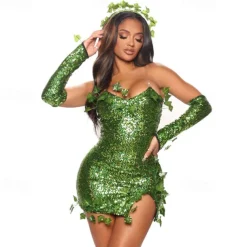 Poison Ivy Halloween Dress Cosplay Costume Carnival Costume Sexy Costume Adults' Women's Halloween Carnival Masquerade Performance Party Halloween Easy Halloween Costumes Dress Up