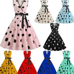 Polka Dots Retro Vintage 1950s Grease Outfits Flapper Dress Swing Dress Polka Dot Fancy Dress Women's Masquerade Casual Daily Adults' Dress Homecoming Dresses