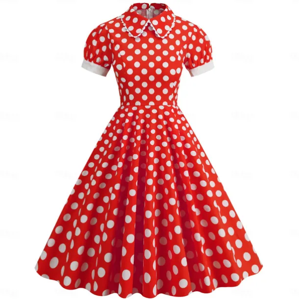 Polka Dots Retro Vintage 1950s Grease Outfits Dress Flare Dress Polka Dot Fancy Dress Women's Carnival Masquerade Daily Wear Date Adults' Dress Homecoming Dresses