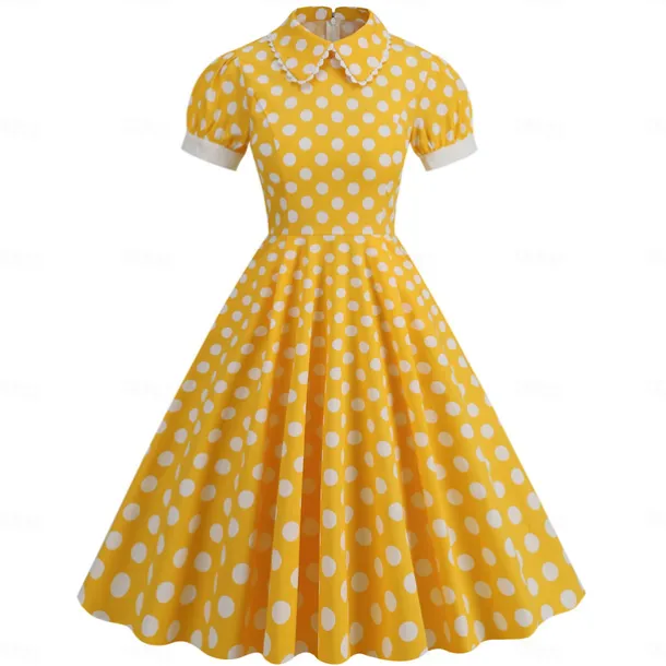 Polka Dots Retro Vintage 1950s Grease Outfits Dress Flare Dress Polka Dot Fancy Dress Women's Carnival Masquerade Daily Wear Date Adults' Dress Homecoming Dresses