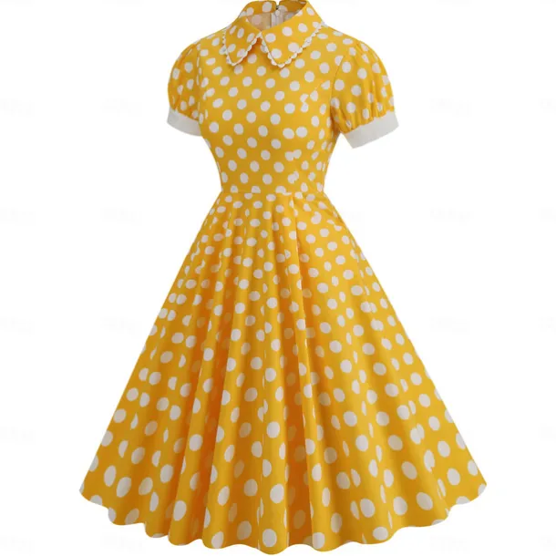 Polka Dots Retro Vintage 1950s Grease Outfits Dress Flare Dress Polka Dot Fancy Dress Women's Carnival Masquerade Daily Wear Date Adults' Dress Homecoming Dresses