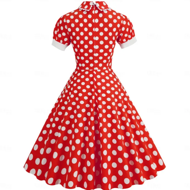 Polka Dots Retro Vintage 1950s Grease Outfits Dress Flare Dress Polka Dot Fancy Dress Women's Carnival Masquerade Daily Wear Date Adults' Dress Homecoming Dresses