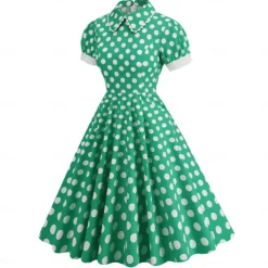 Polka Dots Retro Vintage 1950s Grease Outfits Dress Flare Dress Polka Dot Fancy Dress Women's Carnival Masquerade Daily Wear Date Adults' Dress Homecoming Dresses