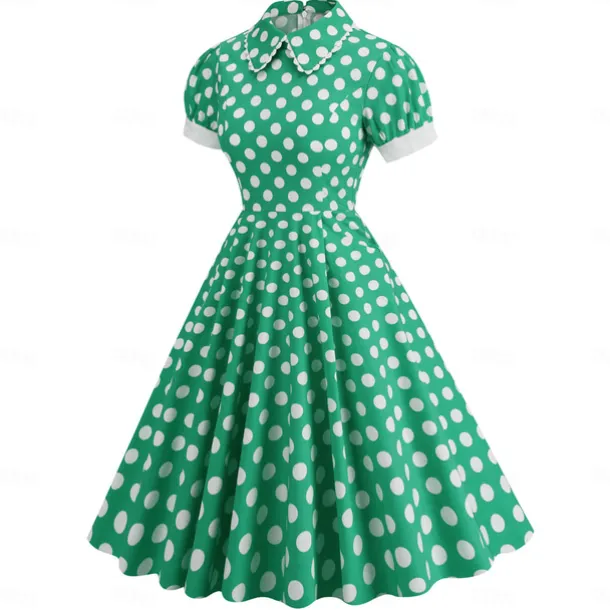 Polka Dots Retro Vintage 1950s Grease Outfits Dress Flare Dress Polka Dot Fancy Dress Women's Carnival Masquerade Daily Wear Date Adults' Dress Homecoming Dresses