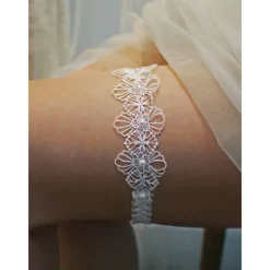 Polyester Cute Wedding Garter With Pearls Garters Wedding Party