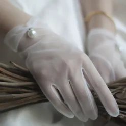 Polyester Wrist Length Glove Gloves / Imitation Pearl With Faux Pearl / Pure Color Wedding / Party Glove