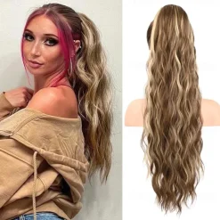 Ponytail Extension 26 Inch Drawstring Ponytail Hair Extensions for WomenLong Curly Wavy Ponytail Natural Wavy Synthetic Hairpiece for Women Daily Use party