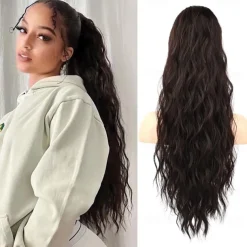 Ponytail Extension 26 Inch Drawstring Ponytail Hair Extensions for WomenLong Curly Wavy Ponytail Natural Wavy Synthetic Hairpiece for Women Daily Use party