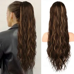 Ponytail Extension 26 Inch Drawstring Ponytail Hair Extensions for WomenLong Curly Wavy Ponytail Natural Wavy Synthetic Hairpiece for Women Daily Use party