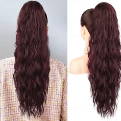 Ponytail Extension 26 Inch Drawstring Ponytail Hair Extensions for WomenLong Curly Wavy Ponytail Natural Wavy Synthetic Hairpiece for Women Daily Use party