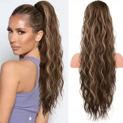 Ponytail Extension 26 Inch Drawstring Ponytail Hair Extensions for WomenLong Curly Wavy Ponytail Natural Wavy Synthetic Hairpiece for Women Daily Use party