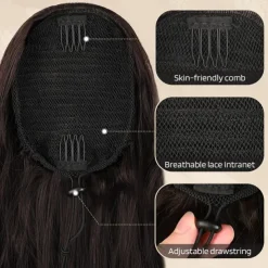 Ponytail Extension 26 Inch Drawstring Ponytail Hair Extensions for WomenLong Curly Wavy Ponytail Natural Wavy Synthetic Hairpiece for Women Daily Use party