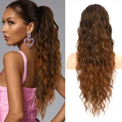 Ponytail Extension 26 Inch Drawstring Ponytail Hair Extensions for WomenLong Curly Wavy Ponytail Natural Wavy Synthetic Hairpiece for Women Daily Use party