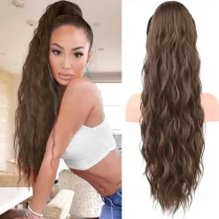 Ponytail Extension 26 Inch Drawstring Ponytail Hair Extensions for WomenLong Curly Wavy Ponytail Natural Wavy Synthetic Hairpiece for Women Daily Use party