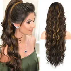Ponytail Extension 26 Inch Drawstring Ponytail Hair Extensions for WomenLong Curly Wavy Ponytail Natural Wavy Synthetic Hairpiece for Women Daily Use party