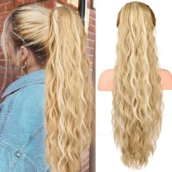 Ponytail Extension 26 Inch Drawstring Ponytail Hair Extensions for WomenLong Curly Wavy Ponytail Natural Wavy Synthetic Hairpiece for Women Daily Use party