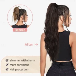 Ponytail Extension 26 Inch Drawstring Ponytail Hair Extensions for WomenLong Curly Wavy Ponytail Natural Wavy Synthetic Hairpiece for Women Daily Use party