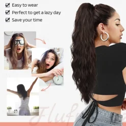 Ponytail Extension 26 Inch Drawstring Ponytail Hair Extensions for WomenLong Curly Wavy Ponytail Natural Wavy Synthetic Hairpiece for Women Daily Use party