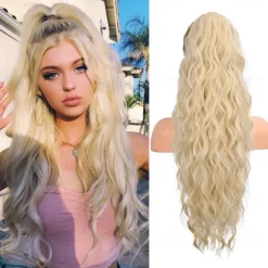 Ponytail Extension 26 Inch Drawstring Ponytail Hair Extensions for WomenLong Curly Wavy Ponytail Natural Wavy Synthetic Hairpiece for Women Daily Use party
