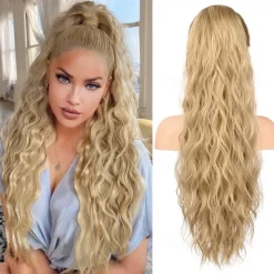 Ponytail Extension 26 Inch Drawstring Ponytail Hair Extensions for WomenLong Curly Wavy Ponytail Natural Wavy Synthetic Hairpiece for Women Daily Use party
