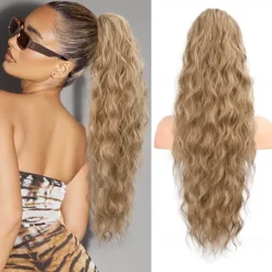 Ponytail Extension 26 Inch Drawstring Ponytail Hair Extensions for WomenLong Curly Wavy Ponytail Natural Wavy Synthetic Hairpiece for Women Daily Use party