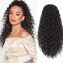 Ponytail Extension Drawstring Ponytail for Black Women Synthetic Long Curly Pony Tails Hair Extensions Clip in Ponytail 20 Inch Hairpiece
