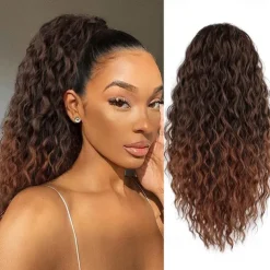 Ponytail Extension Drawstring Ponytail for Black Women Synthetic Long Curly Pony Tails Hair Extensions Clip in Ponytail 20 Inch Hairpiece