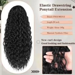 Ponytail Extension Drawstring Ponytail for Black Women Synthetic Long Curly Pony Tails Hair Extensions Clip in Ponytail 20 Inch Hairpiece