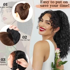 Ponytail Extension Drawstring Ponytail for Black Women Synthetic Long Curly Pony Tails Hair Extensions Clip in Ponytail 20 Inch Hairpiece