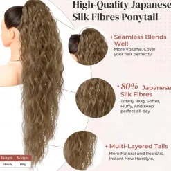 Ponytail Extension Long Wavy Drawstring Ponytail Extensions Softer Lighter Import Synthetic Clip in Hair Extensions Natural Looking Hairpiece for Women